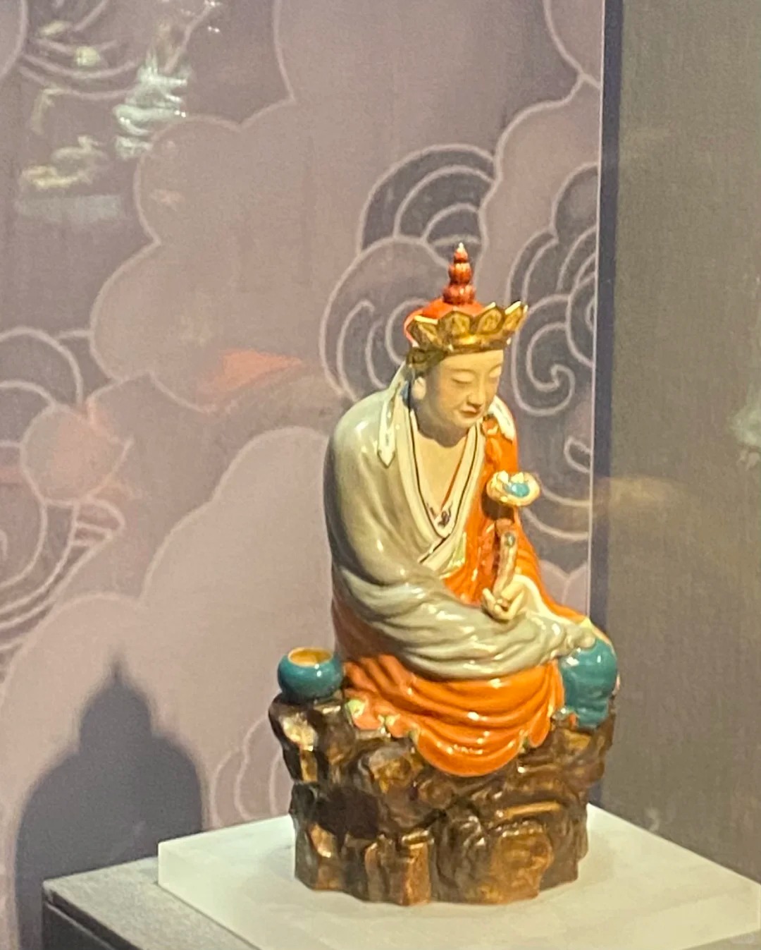 A glazed porcelain figure from Jingdezhen on display in the Jiangxi Provincial Museum