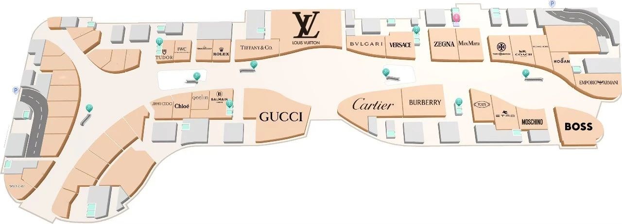 Ground-floor luxury brand directory of Wushang MALL in Nanchang
